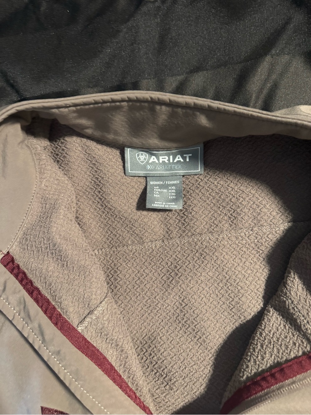 Ariat women’s Taupe/Burgundy Lightweight Jacket